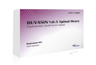BUVASIN %0.5 SPINAL HEAVY enj.çöz. içeren ampül kutu görseli