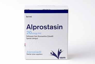 ALPROSTASIN 20 mcg/ml inf. için konsantre çöz. içeren 1 mlx5 ampül kutu görseli
