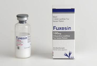 FUXESIN 100 mg infüzyonluk liyofilize toz içeren 1 flakon kutu görseli