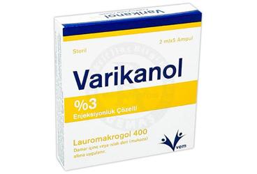 VARIKANOL %3 enjeksiyonluk çözelti (5 ampül) kutu görseli