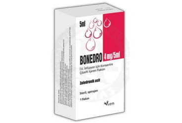 BONEDRO 4 mg/5 ml IV infüzyon için konsantre çözelti içeren 1 flakon kutu görseli