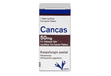 CANCAS 50 mg IV infüzyon için liyofilize toz içeren flakon kutu görseli