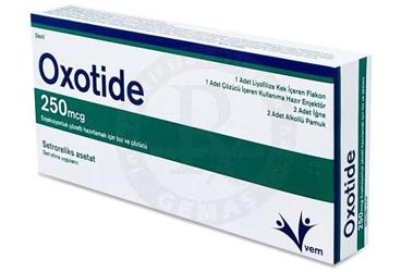 OXOTIDE 250 mcg enjeksiyonluk çözelti hazırlamak için toz ve çözücü (1 flakon+1 çözücü) kutu görseli