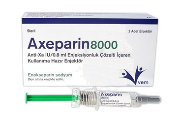 AXEPARIN ANTI XA 8000 IU/0.8 ml enjeksiyonluk çözelti içeren kullanımahazır enjektör (2 enjektör) kutu görseli
