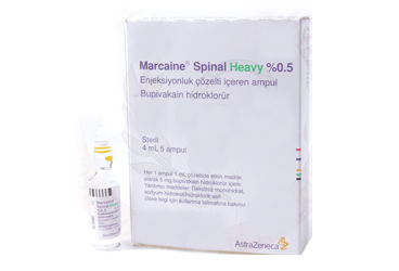 MARCAINE SPINAL HEAVY %0.5 enjeksiyonluk çözelti içeren 5 ampül kutu görseli