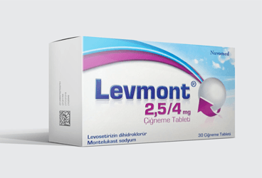LEVMONT 2.5/4 mg 90 çiğneme tablet kutu görseli